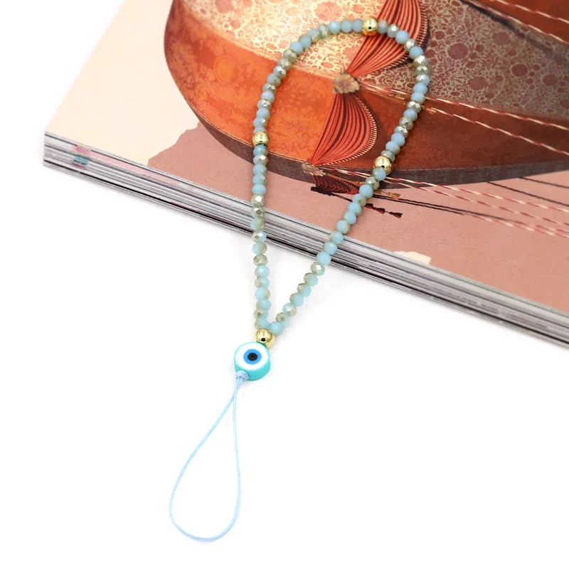 Fashion Jewelry Wholesale Phone Chain Multicolor Crystal Evil Eye Phone Charm Lanyard Strap for Phone Decoration Accessories HIP A004m