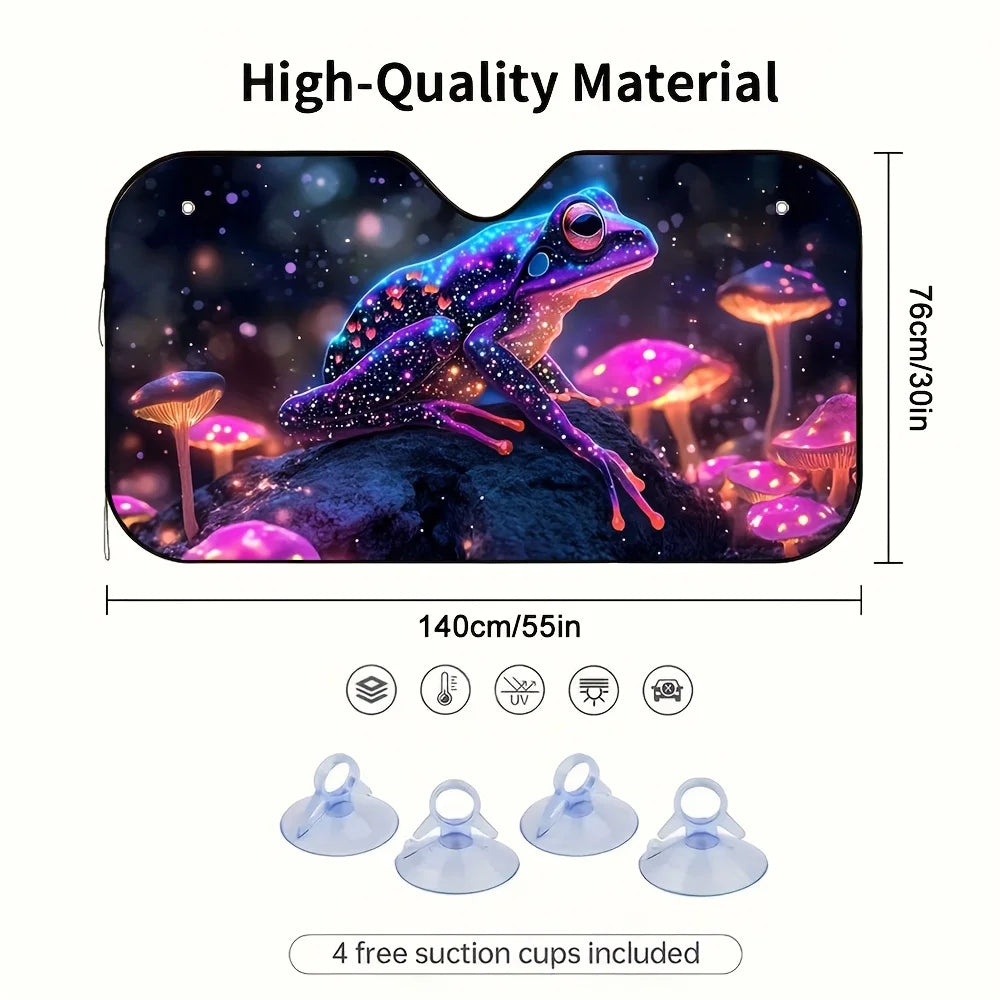 Starry Night Frog Car Sunshade – Collapsible, 4 Suction Cups Car Windshield Sunshade HIP