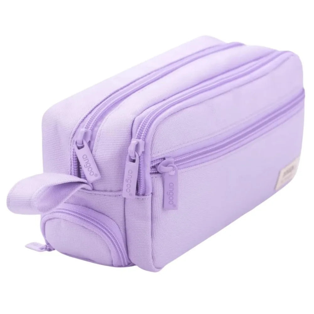 Large Capacity 3-Layer Zipper Pencil Case | Stationery Bag Pencil Case HIP Purple