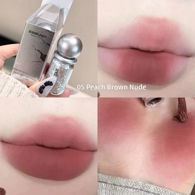 Velvet Matte Lip Tint Liquid Lipstick Long Lasting Waterproof Lip Gloss Pink Makeup Soft Texture Moisturizing Beauty Cosmetic HIP 05 Peach Brown Nude