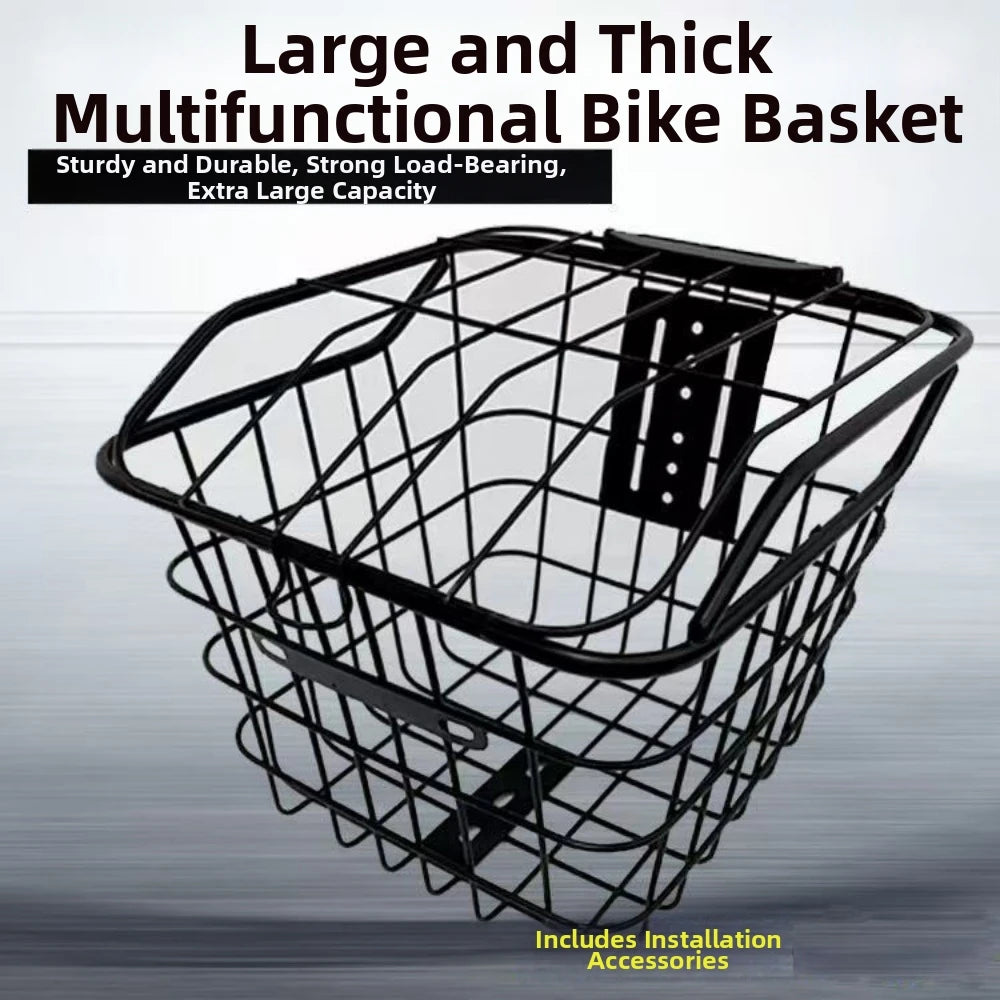 Iron Front Bicycle Basket with Lid – Easy Install & Large Capacity Bicycle Front Basket HIP