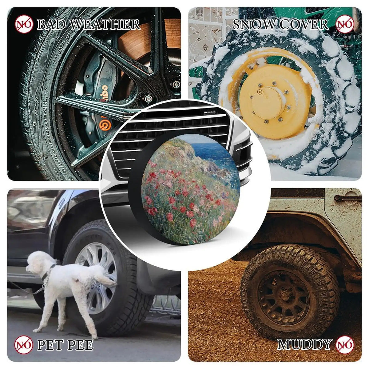 Floral Spare Tire Cover – Waterproof UV Protection Universal Fit Spare Tire Cover HIP