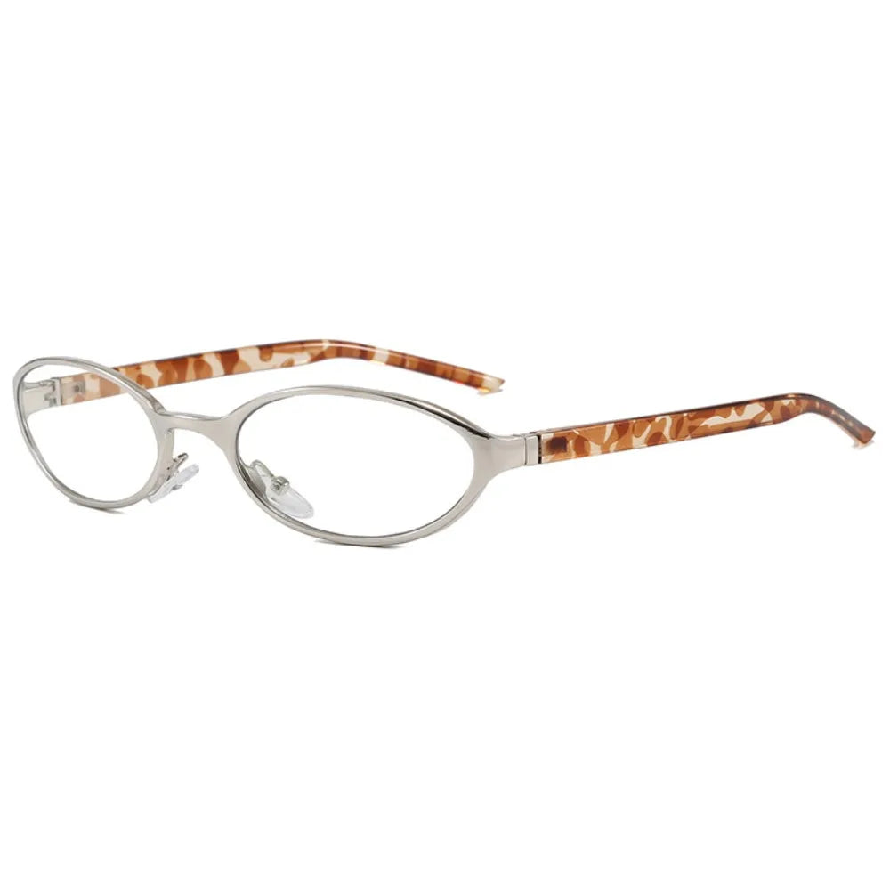 Retro Oval Sunglasses UV400 – Y2K Punk Metal Frame Women Oval Sunglasses HIP silver clear