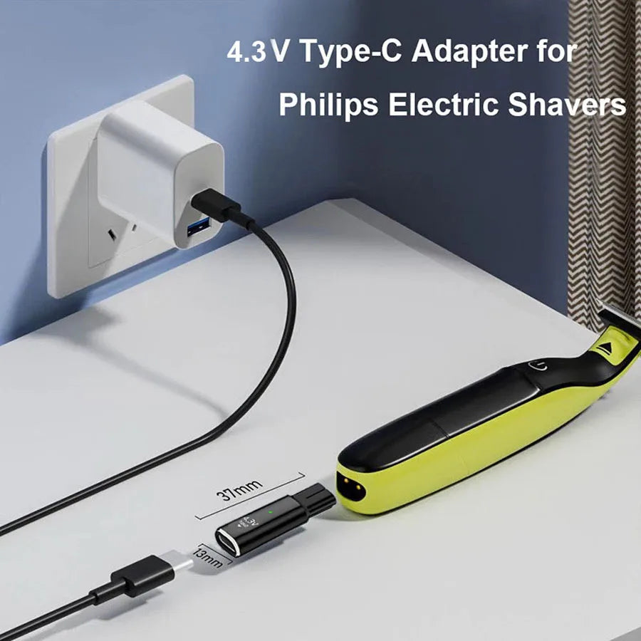 USB-C 4.3V Shaver Charger for Philips Norelco OneBlade A00390 Shaver Charging Adapter HIP