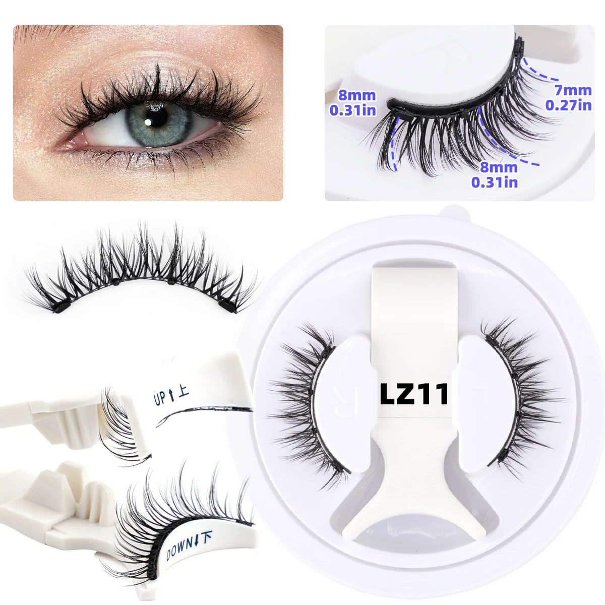 1/2 Pair Reusable Magnetic Eyelashes Tweezers Set Faux Mink Lashes Handmade 3D Natural False Eyelashes and Magnetic Tweezers Set HIP 1 pairs-LZ11