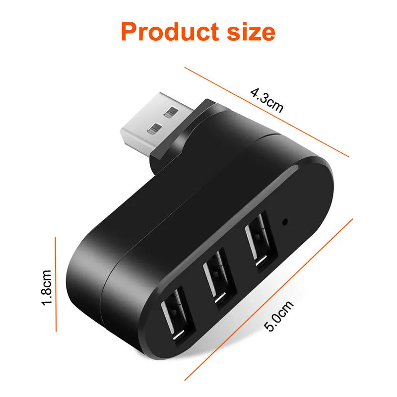 OULLX USB 3.0 Hub – 3-Port 180° Rotating Mini Splitter Adapter USB Hub Adapter HIP
