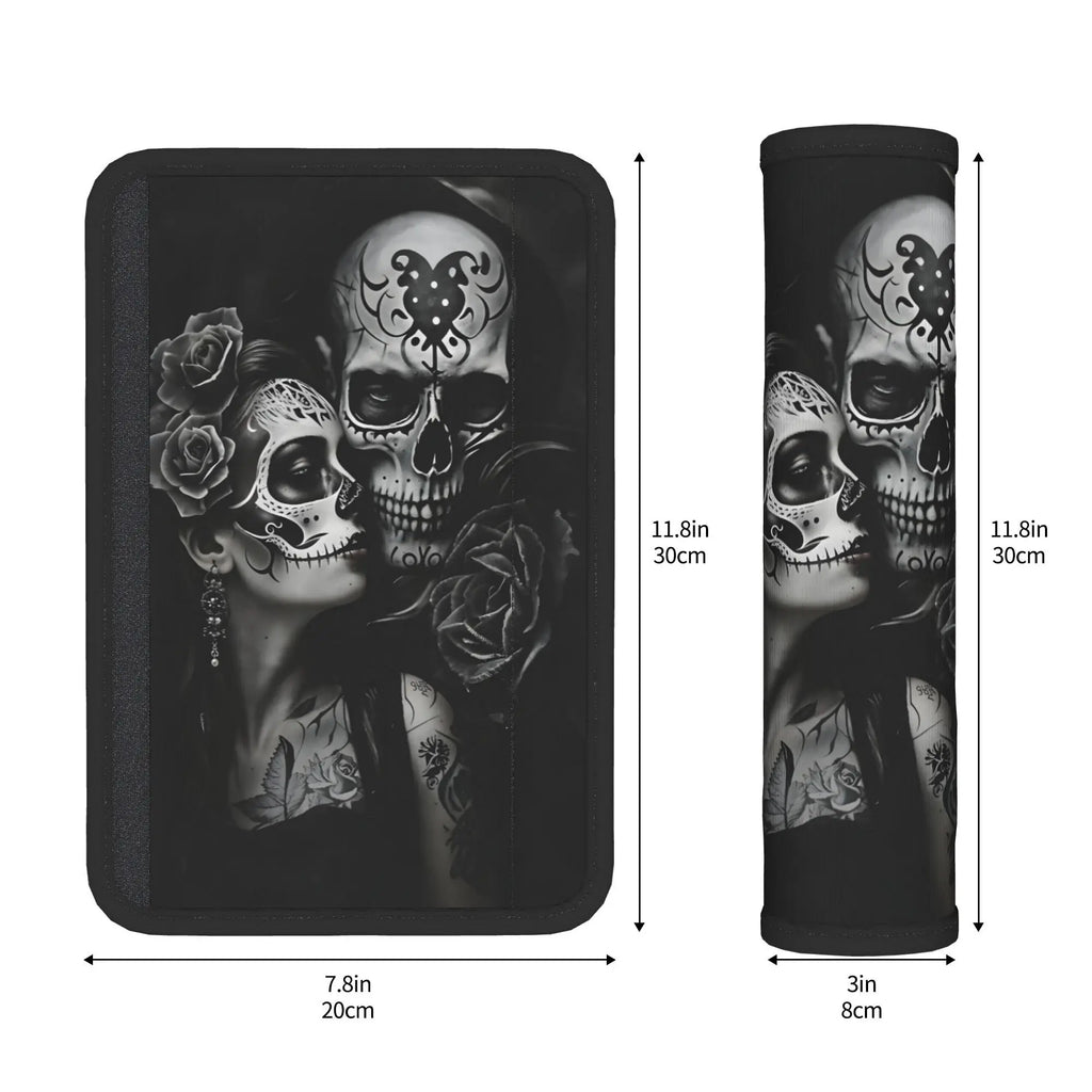 Day of the Dead Sugar Skull Car Seat Belt Covers – 2pc Set Car Seat Belt Cover HIP