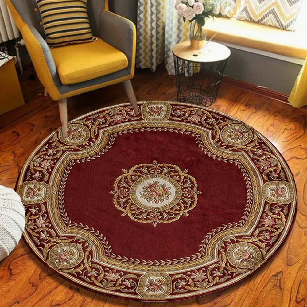 Brown Round Bohemian Area Rug – Non-Slip Scandinavian Style Round Area Rug HIP 4 40X40CM