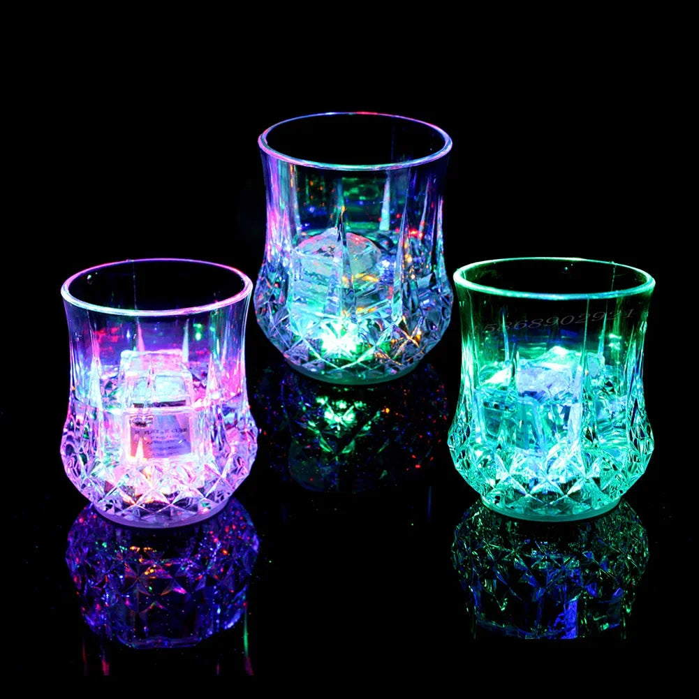 70ml LED Flashing Cup Wine Beer Whisky Mug Transparent Water Beverage Drinking Acrylic Mug Glowing Cup Party Decorative Supplies HIP
