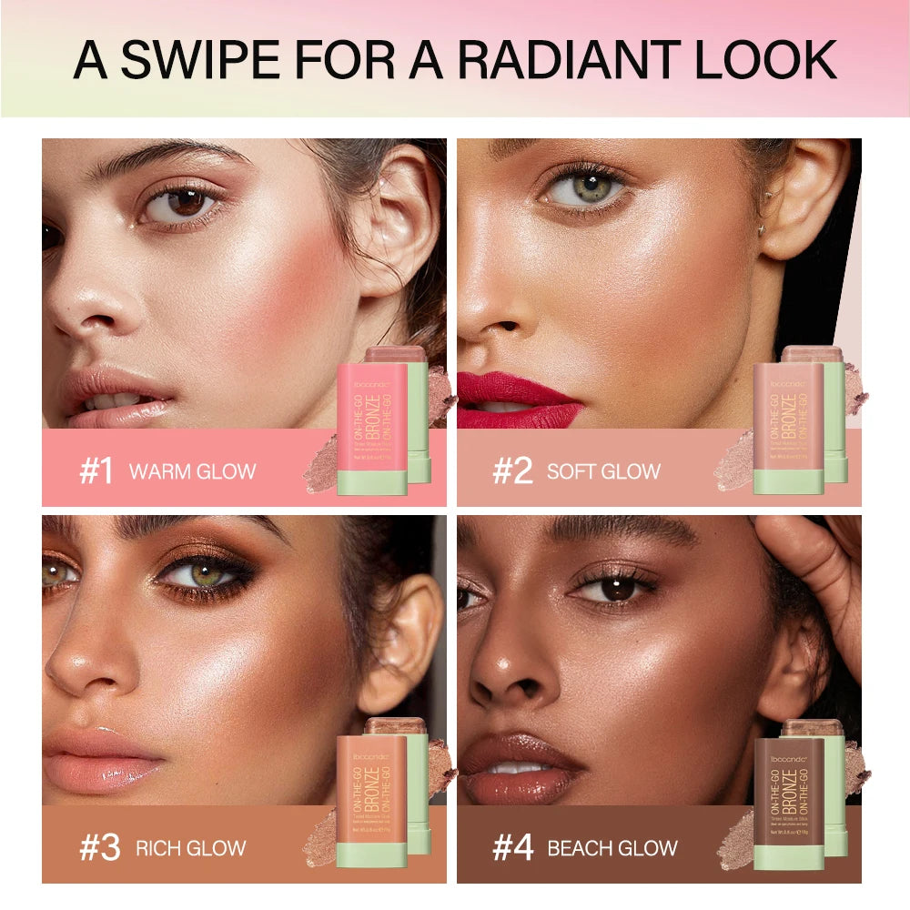 Multi-function Blush Stick Face Makeup Waterproof Easy Color Rouge Blusher Cream Contour Rendering Brightening Contour Makeup HIP