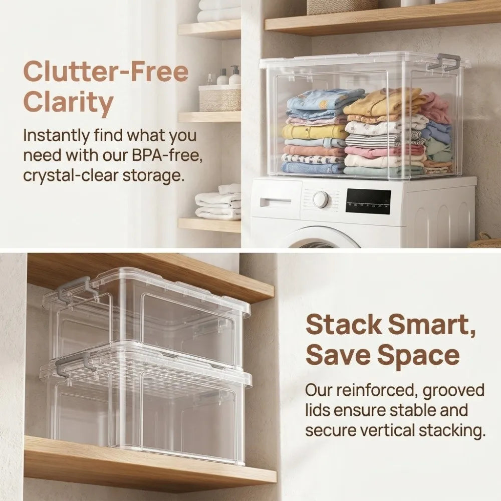 Clear Storage Bins with Lids & Latches – BPA-Free Organizer Storage Bins HIP