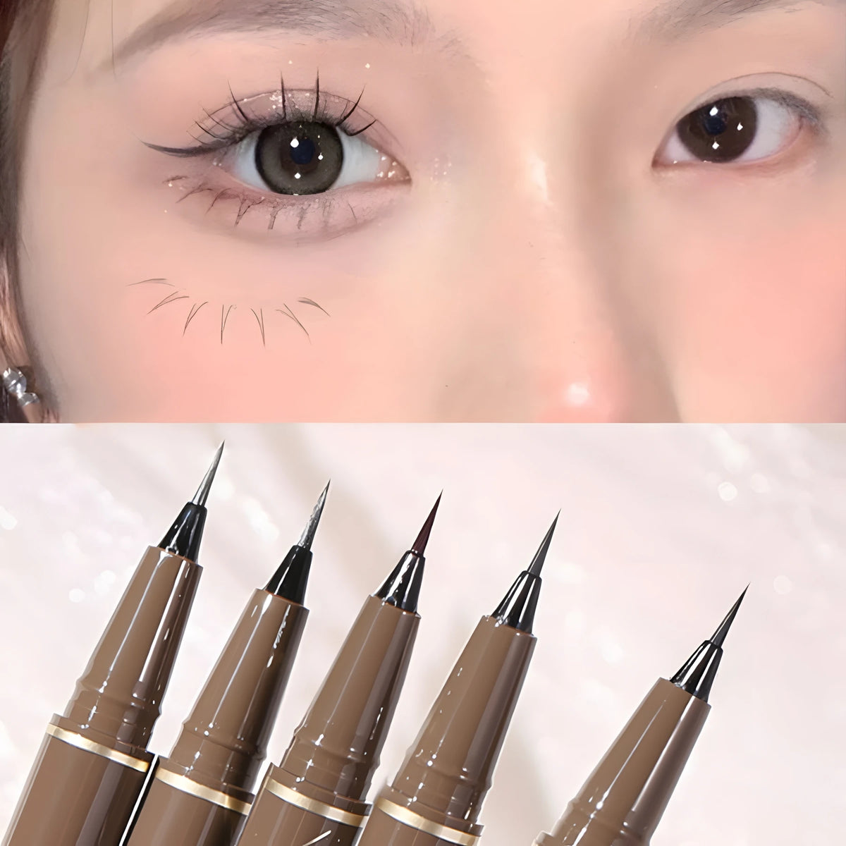 0.01mm Ultra Slender Liquid Eyeliner Pen, Extra Slim Eyebrows Pen Waterproof Professional Sweat Proof Liquid Eye Brow Pencil Lon HIP