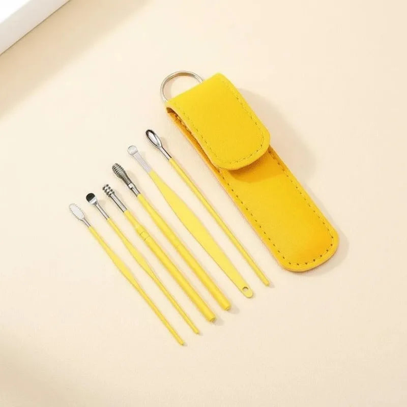 6-Piece Stainless Steel Ear Cleaning Set – Reusable Earpicks Ear Cleaning Kit HIP