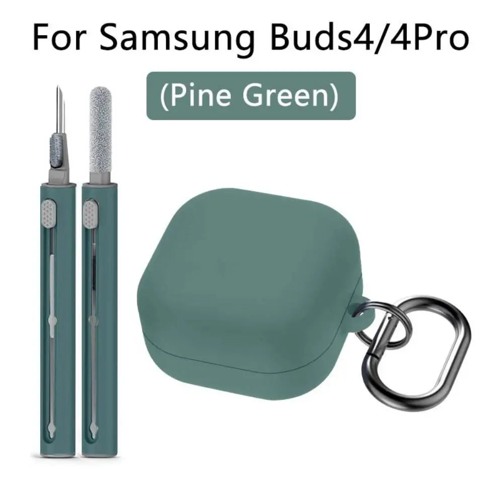 Silicone Case with Keychain & Cleaning Pen – Samsung Buds 4/4 Pro Earbud Protective Case HIP