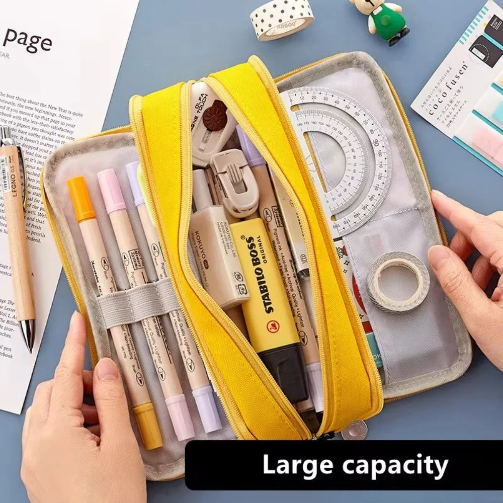 3-Layer Large Capacity Pencil Case – Zipper Stationery Organizer Pencil Case Organizer HIP