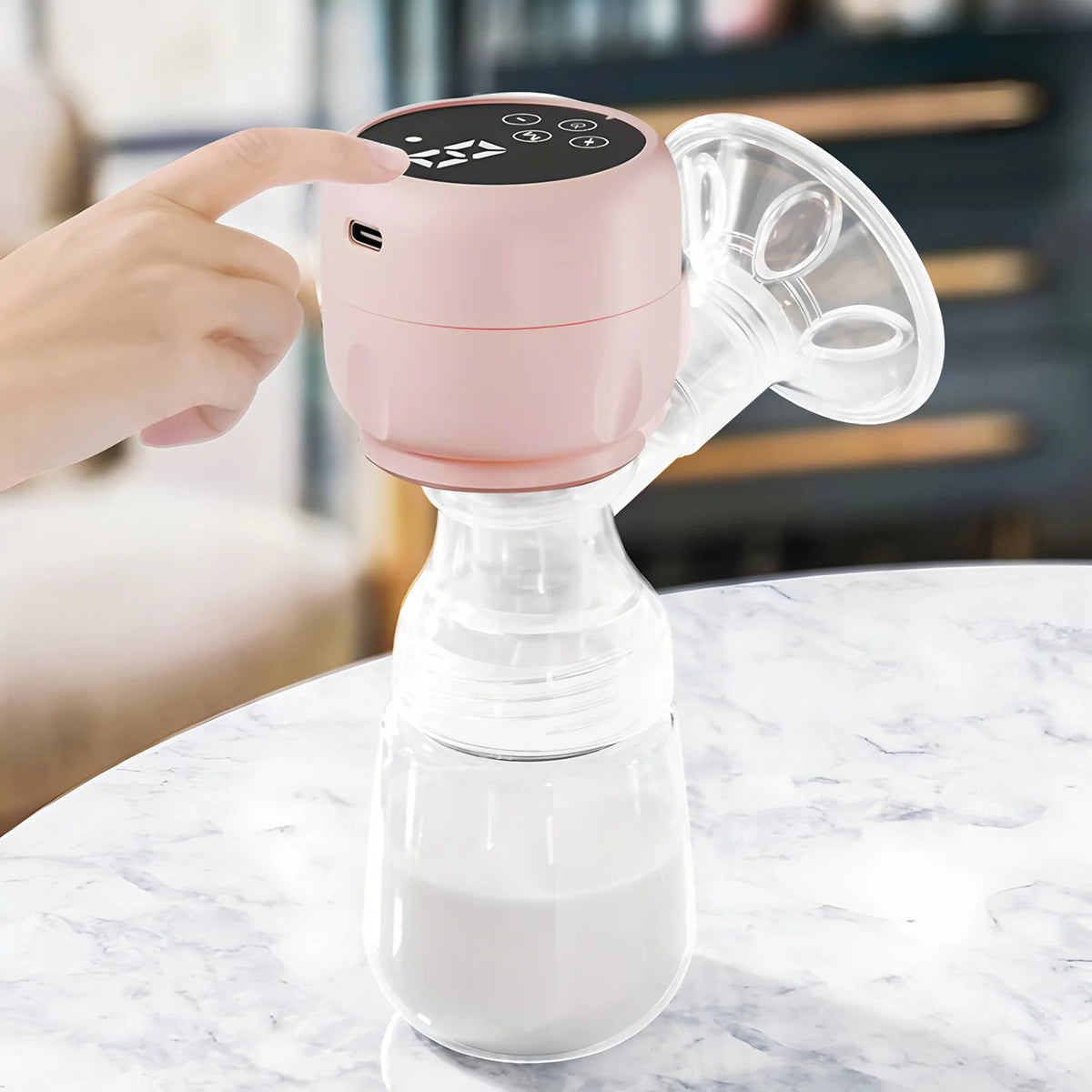 2-in-1 Portable Electric Breast Pump with Bottle – Pink Electric Breast Pump HIP