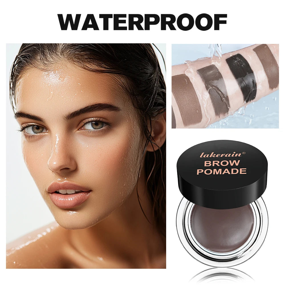 Lakerain Brow Pomade with Dual-Ended Brush Long-Lasting Waterproof Sweatproof Natural Smooth Eyebrow Brow Pencil Makeup HIP