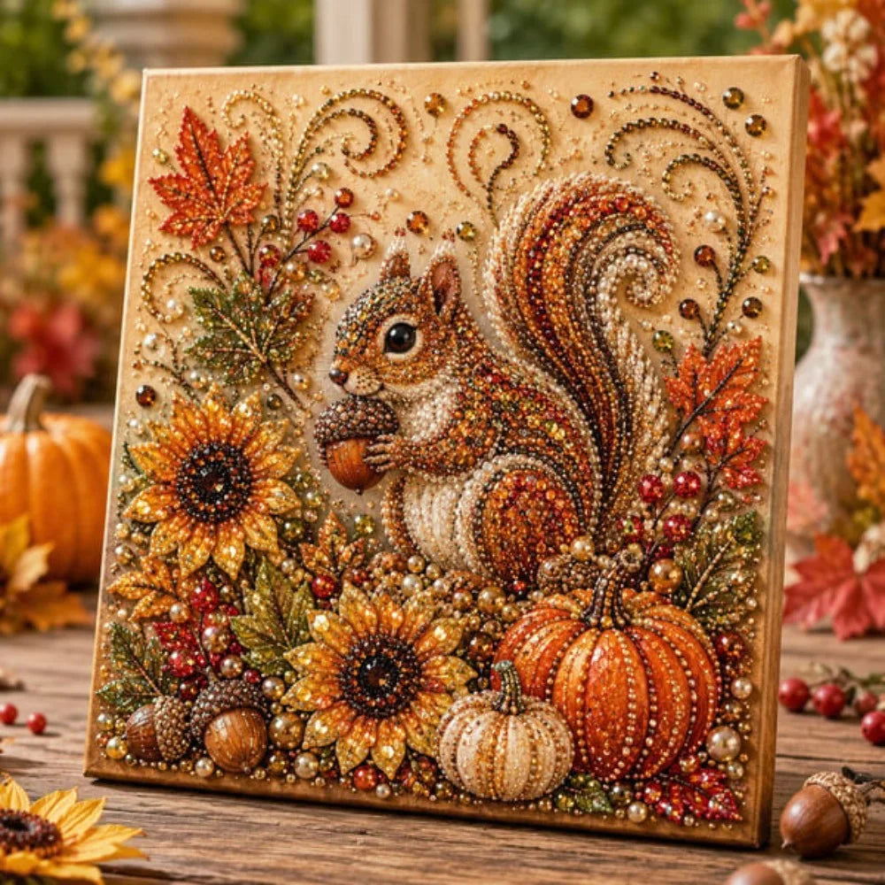 Autumn Pearl Painting Kit – DIY Squirrel & Fox Diamond Art DIY Pearl Painting Kit HIP Style2