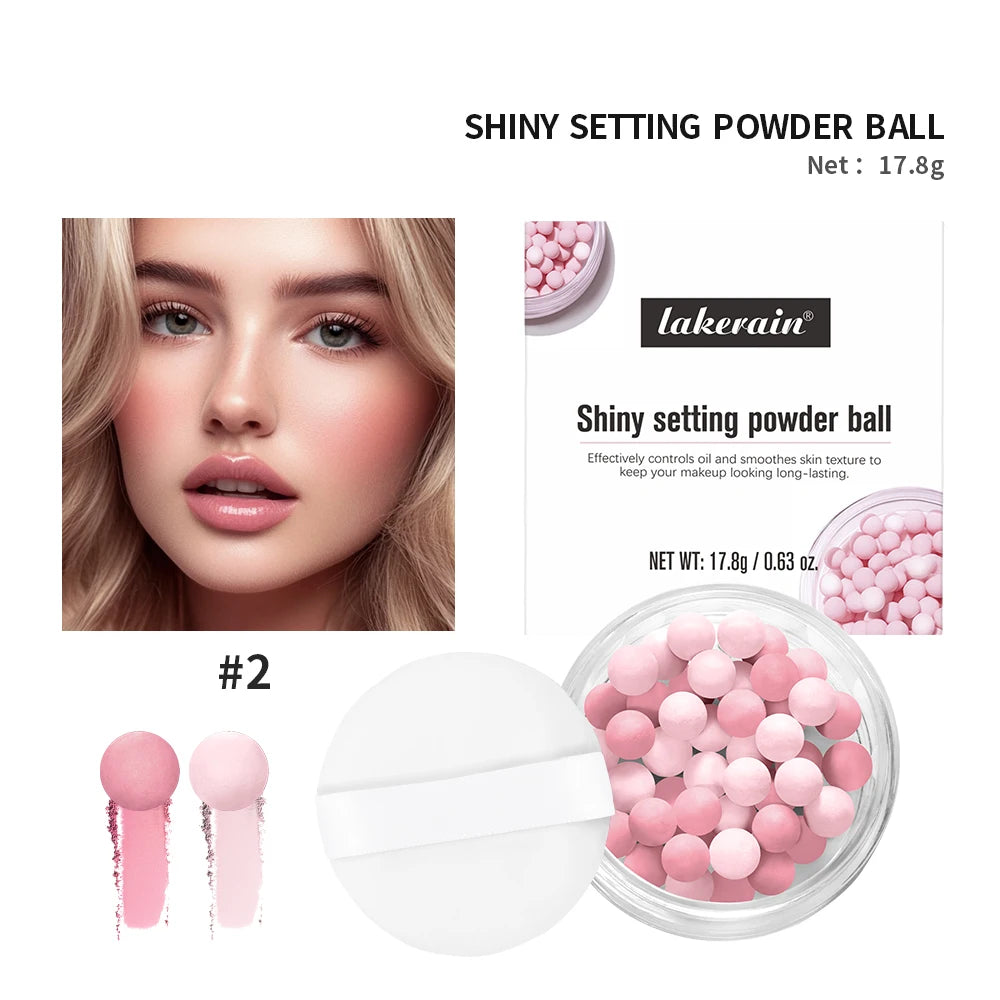 Pearl Ball Setting Powder Ball Face Ball Powder Matte Translucent Setting Powder Cosmetics Oil-control Velvety Lasting Makeup HIP pink2