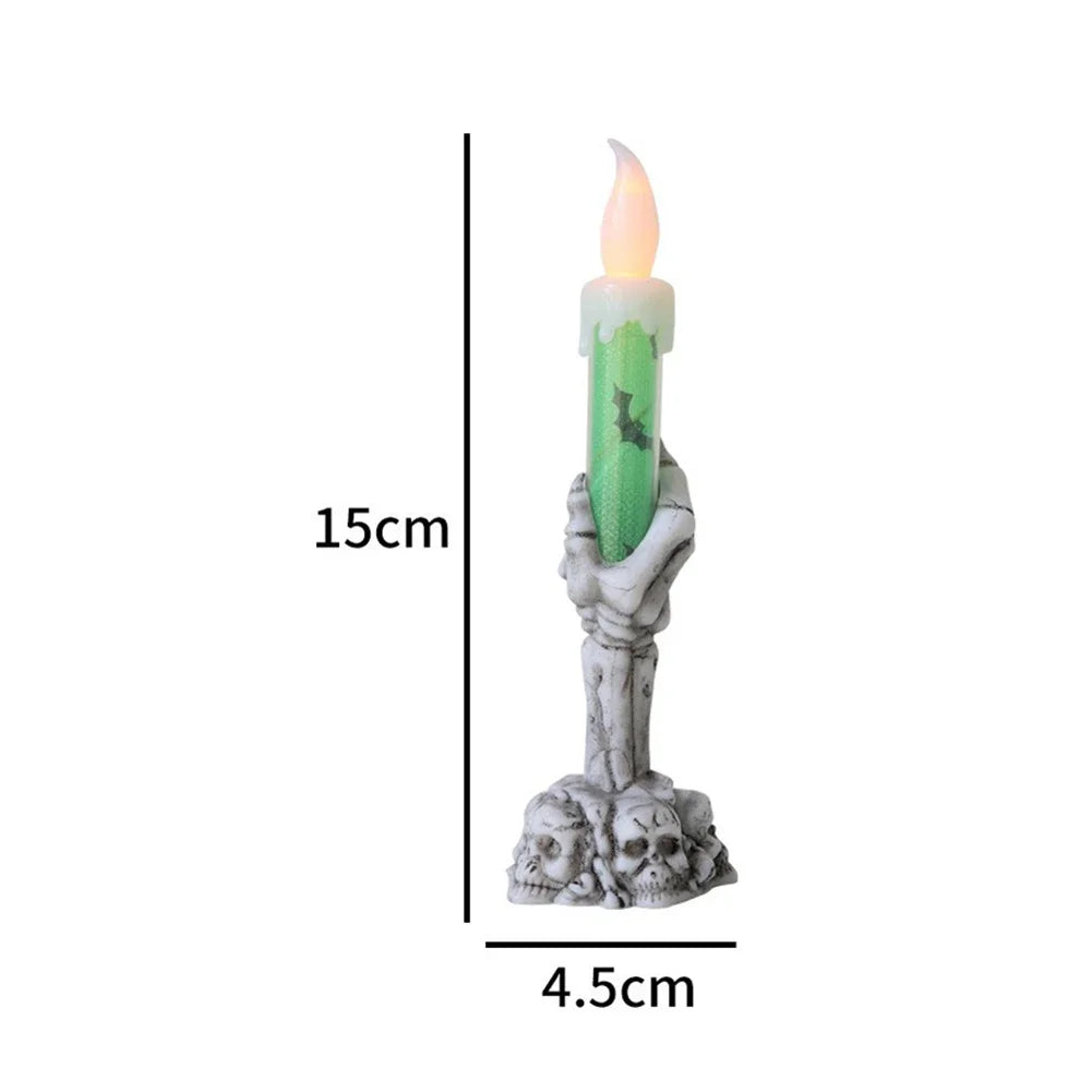 Halloween Glowing Candles Skeleton Ghost Hands LED Light Halloween Party Home Decoration Supplies Haunted House Party Home Decor HIP SmallGreenCandleLamp