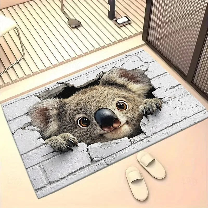 3D Koala Optical Illusion Doormat – Anti-Slip Entry Rug Novelty Doormat HIP 1 50x80cm-Felt