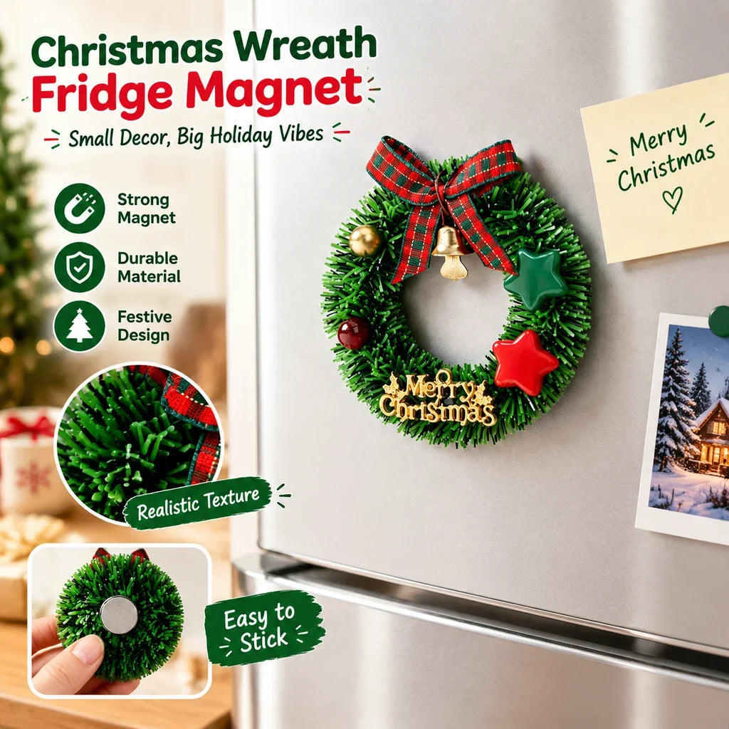 For Xmas Kitchen Home Party Decor Supplies Simulation Christmas Wreath Fridge Magnet Decoration HIP