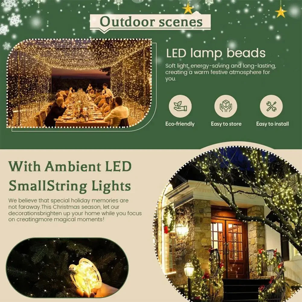 LED Copper Wire Firecracker String Lights 9M/20M/30M/50M/75M Green Wire With Remote EU/US Plug Christmas Decoration HIP