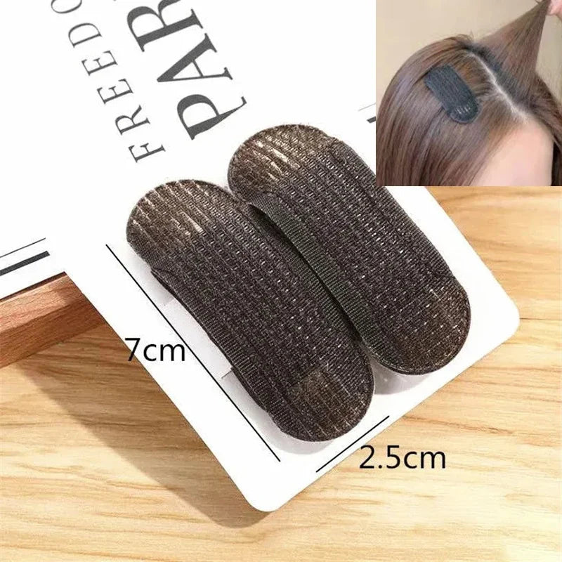 Reusable Hair Fluffy Pads Sponge Hair Base Styling Insert Tool Hair Puff Magic Clip Hair Donut Bun Maker Root Pad Hair Clip Set HIP Coffee 2Pcs