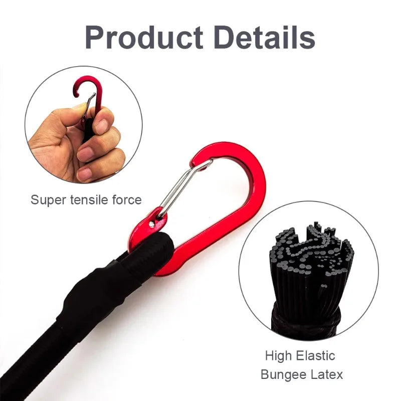 Heavy Duty Bungee Cord with Aluminum Alloy Carabiner Hooks Bungee Cord Strap HIP