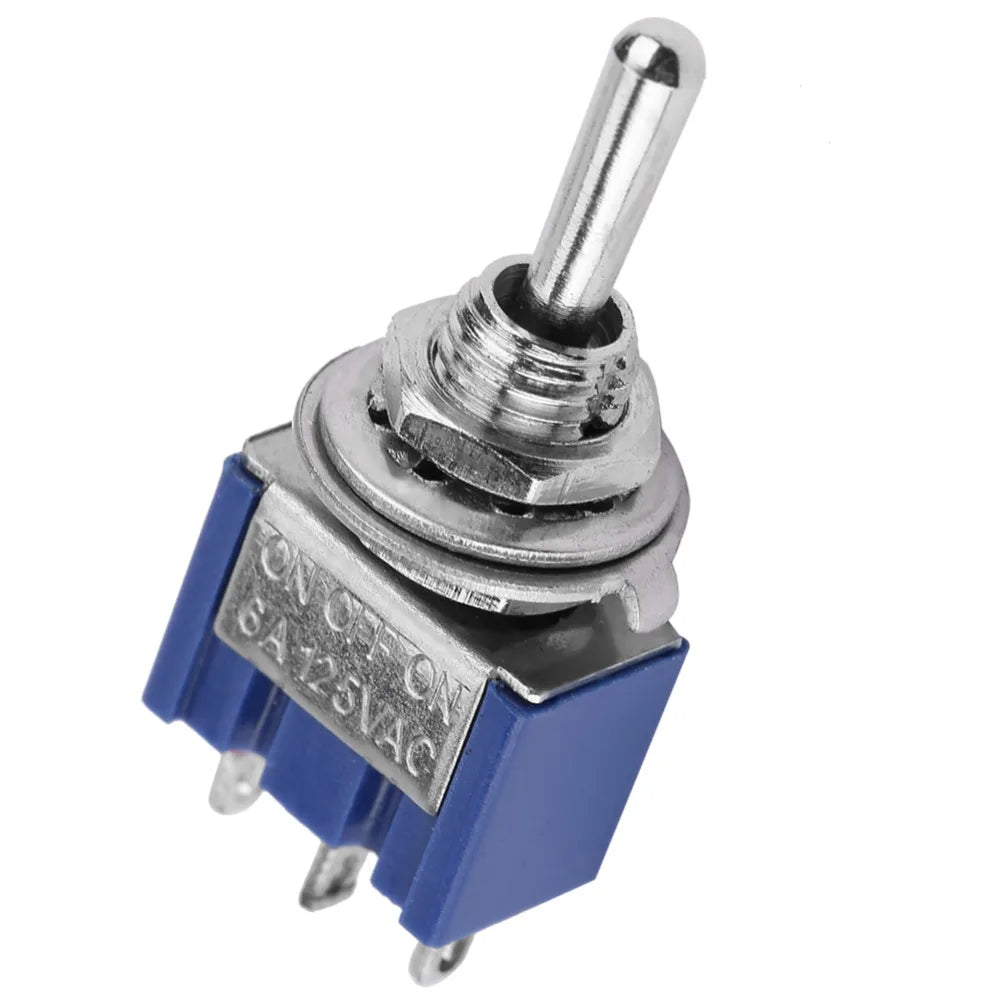 10-Pack SPDT Mini Toggle Switch 3-Pin ON/OFF/ON 6A 125VAC Mini Toggle Switch HIP