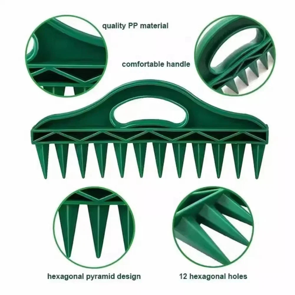 1Pc Durable Handheld Plastic Seeding and Punching Tool, 12 Hole Soil Quick Punching, Gardening Seed Spacing Tool HIP