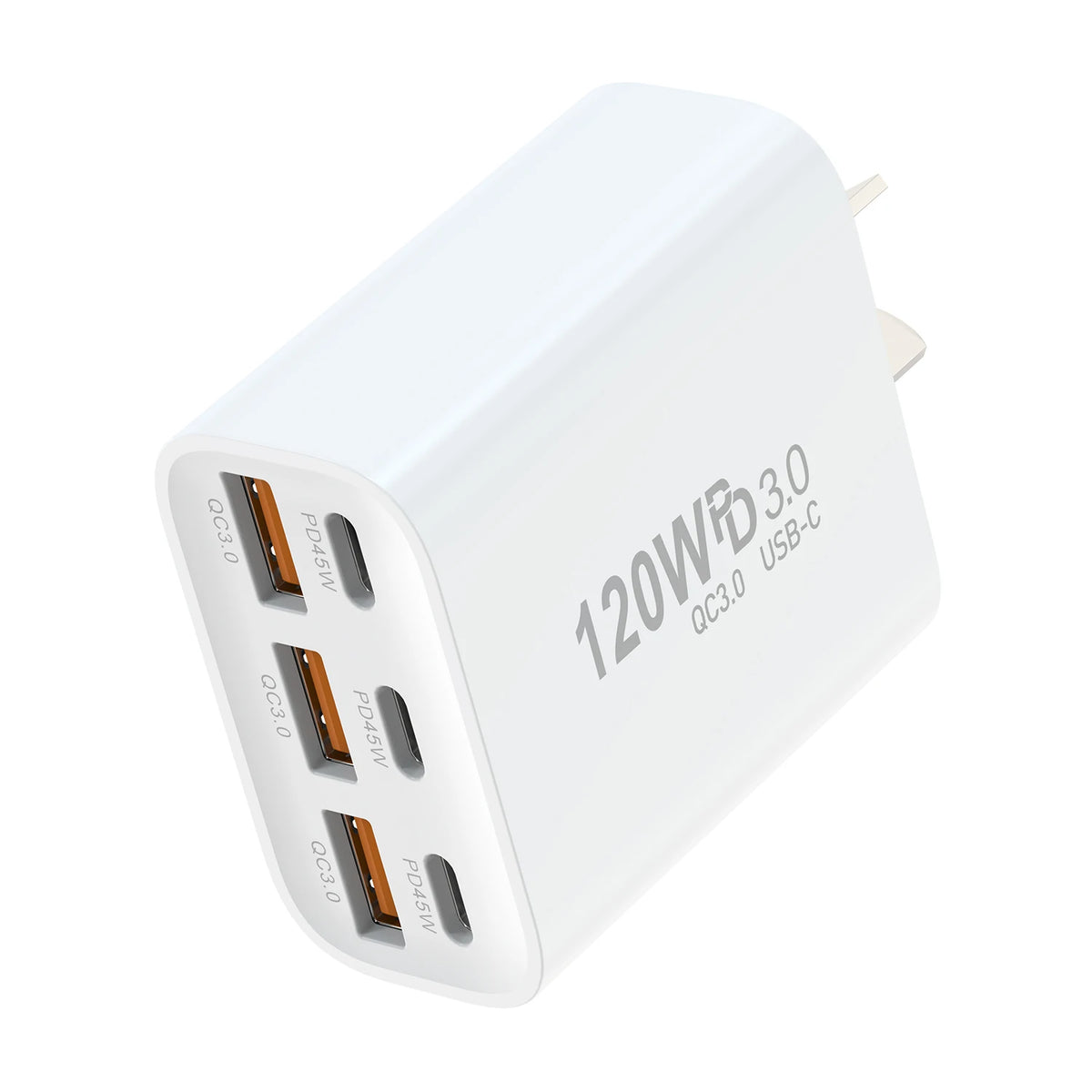 120W 6-Port USB-C & USB Wall Charger – PD45W & QC3.0 USB Wall Charger HIP