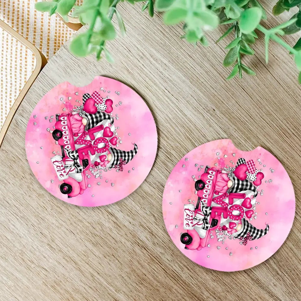 2-Piece Heart-Shaped Car Coasters – Waterproof & Heat-Resistant Car Cup Holder Coasters HIP