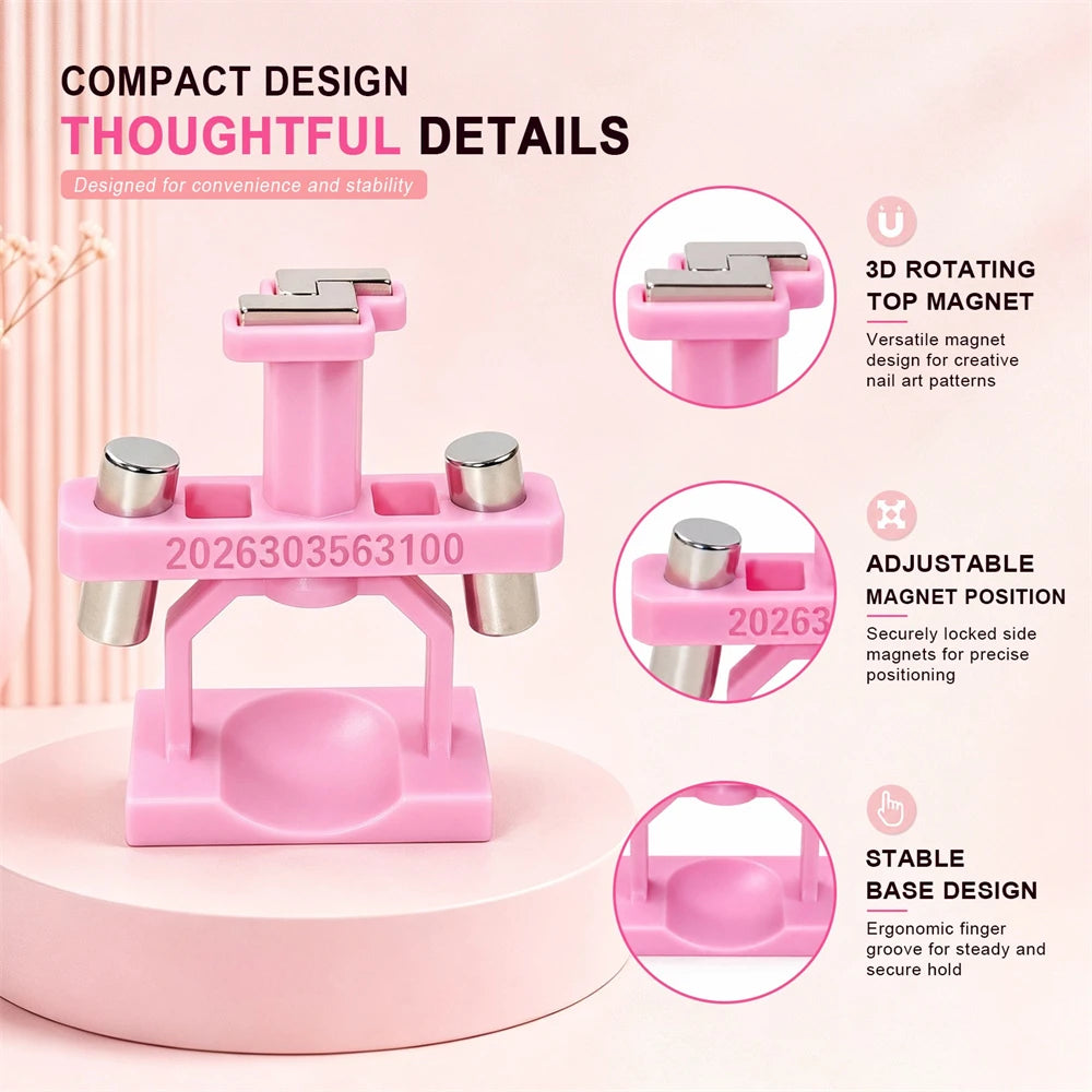 Silk Ribbon Nail Cat Eye Magnet Circle Rotating Gyroscope Powerful Glass Bead Magnetic Manicure Tool for Nail Art Cat Eye UV Gel HIP