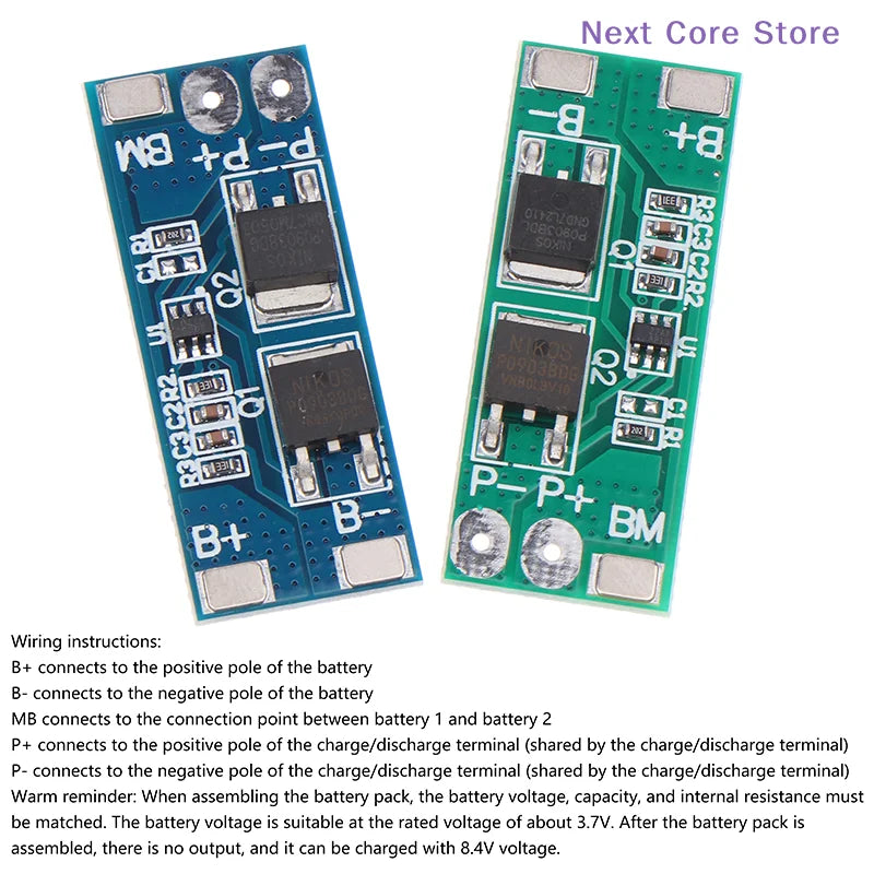 2S 8A Li-ion BMS PCM Protection Board 6.4V–8.4V 15A Battery Protection Board HIP