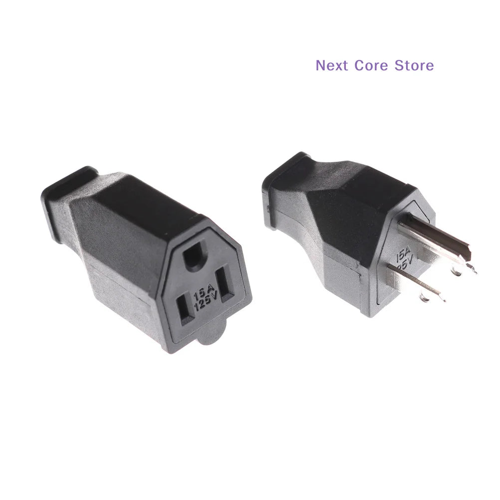 AC 125V 15A 3-Pin US Power Cord Connector – Black Power Cord Connector HIP