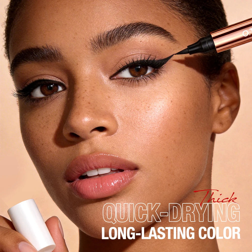O.TWO.O Black Eyeliner Stamp Liquid Eyeliner Pen Waterproof Fast-dry Long-lasting Smooth Double-ended Eyeliner Stamp Eye Makeup HIP