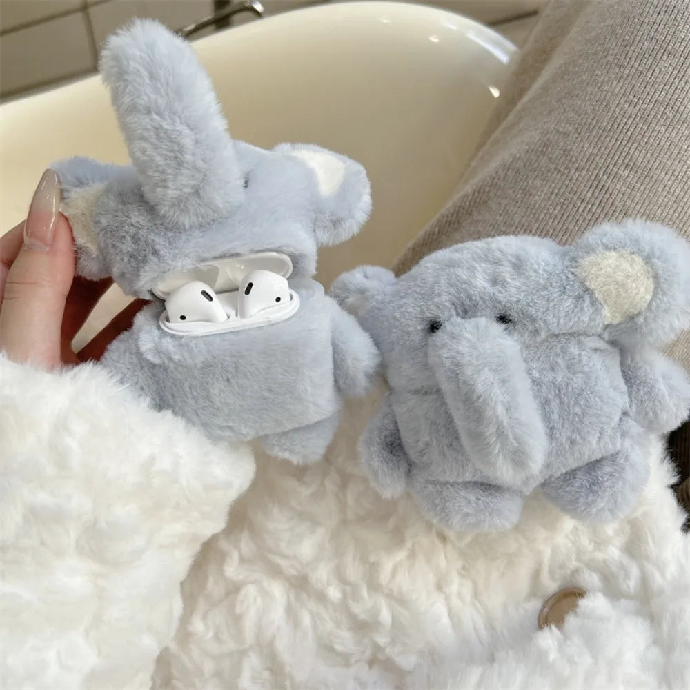 Plush Elephant AirPods Case | Fits AirPods 1 2 3 4 Pro & Pro 2 Earphone Case Cover HIP