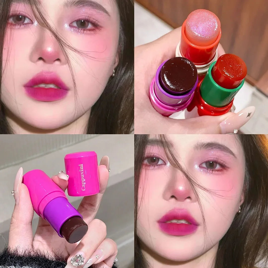 Color Changing Jelly Blush Stick Monochrome Low Saturation Facial Blusher 3IN1 Lip Cheek Eye Makeup Stick Matte Rouge Contour HIP