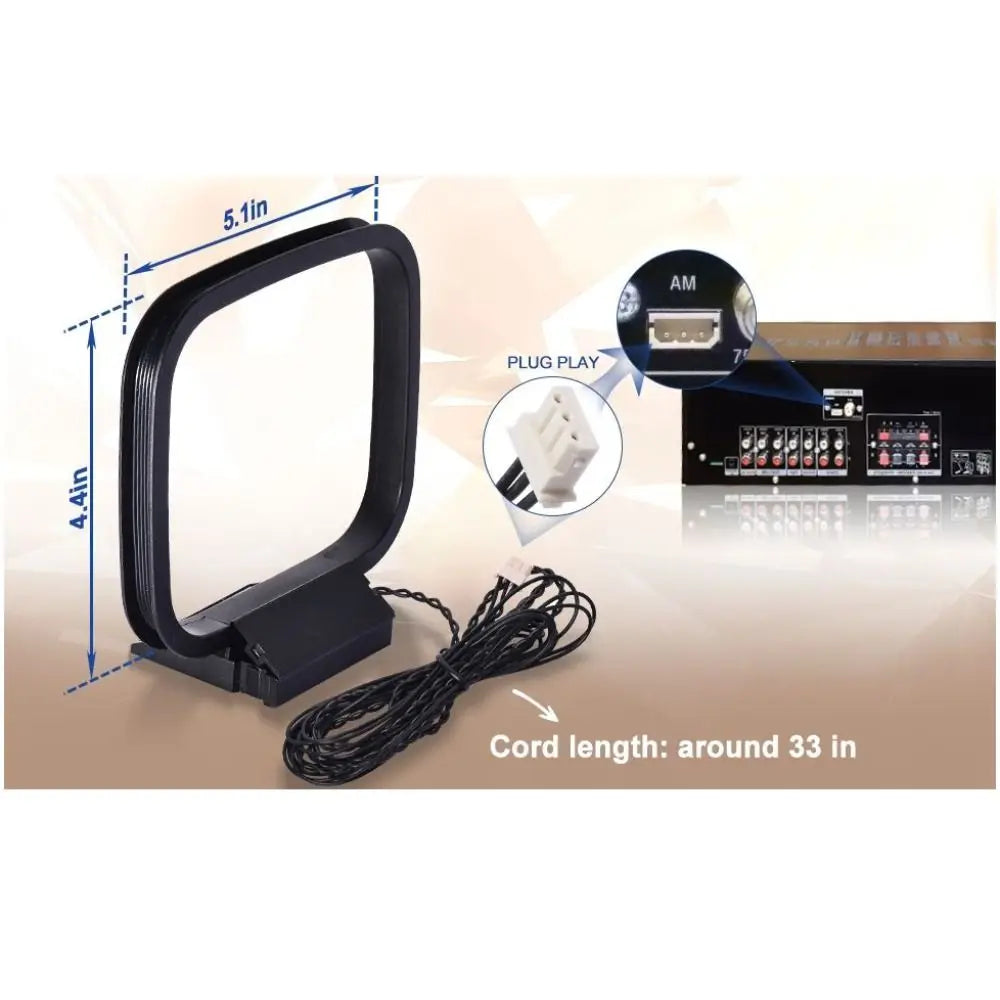 3-Pin AM/FM Loop Antenna – High Gain Low Noise | 75 Ohm FM Radio Antenna HIP