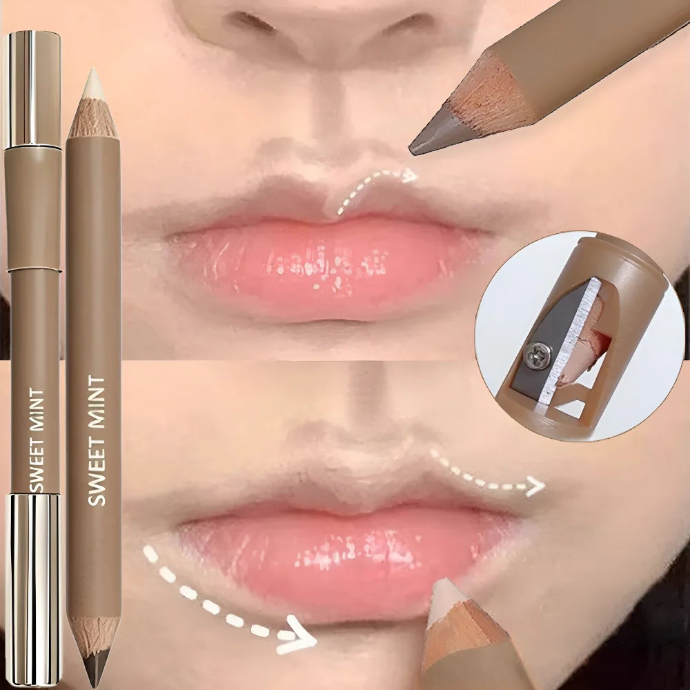 Dual-End Contour Concealer Pen With Pencil Sharpener Matte Highlighter Stick Waterproof Lasting Nose Shadow V-Shaped Face Makeup HIP
