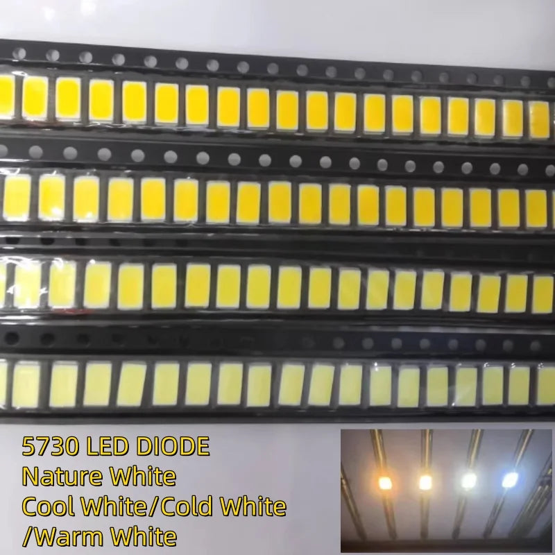 100Pcs SMD 5730 5630 LED Diodes 0.5W White 3000K–6000K SMD LED Diodes HIP