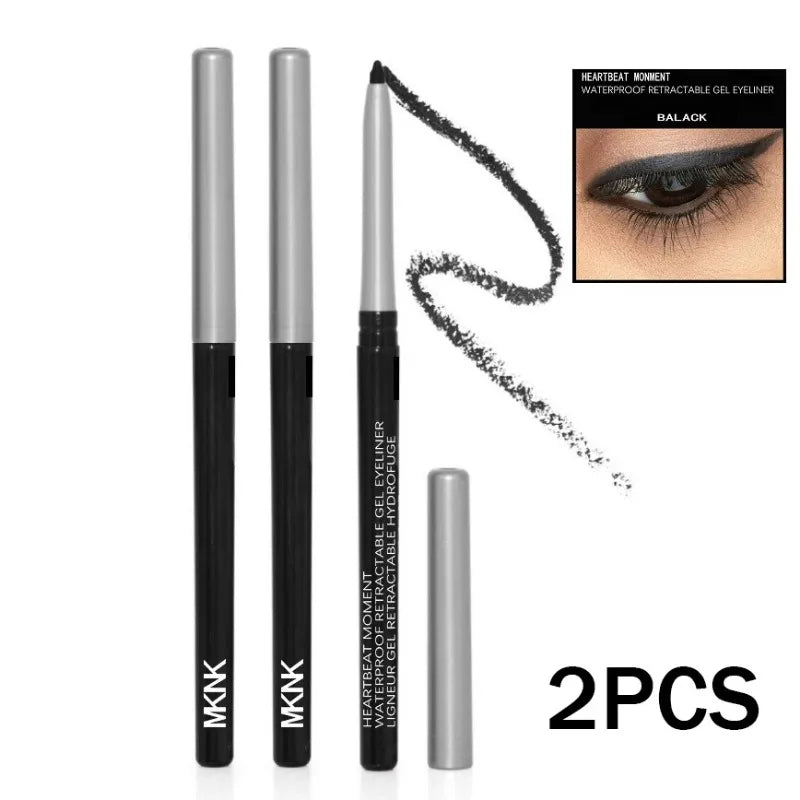 1-3pc Waterproof Black Eyeliner Pencil Smudge-proof Long-lasting Dark Brown Cream Gel Eye Liner Pen Beginner-Friendly Eye Makeup HIP Black-2pcs