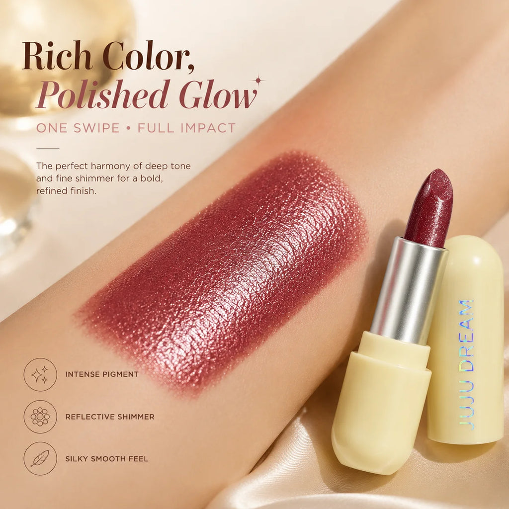 JUJU Dream Shimmer Pearl Lipstick – Waterproof & High Pigment Shimmer Lipstick HIP