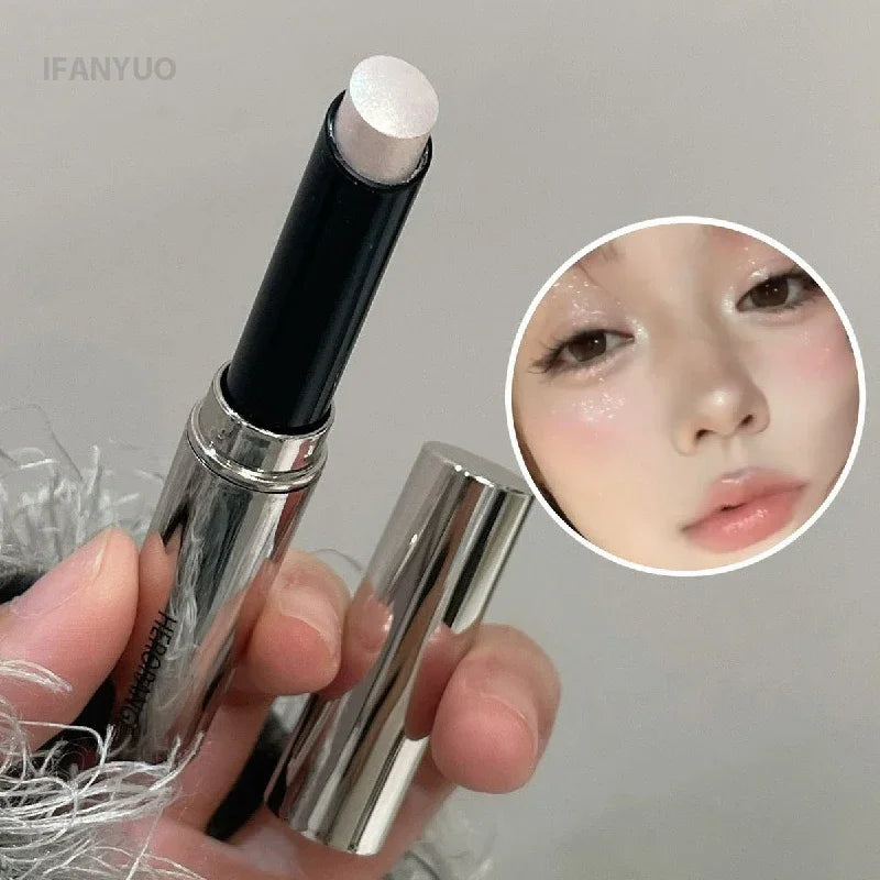 Glittering Highlighter Stick Silver White Lying Silkworm Eyeshadow Pen Lasting Pearlescent Shimmer Face Contour Eyes Makeup Tool HIP