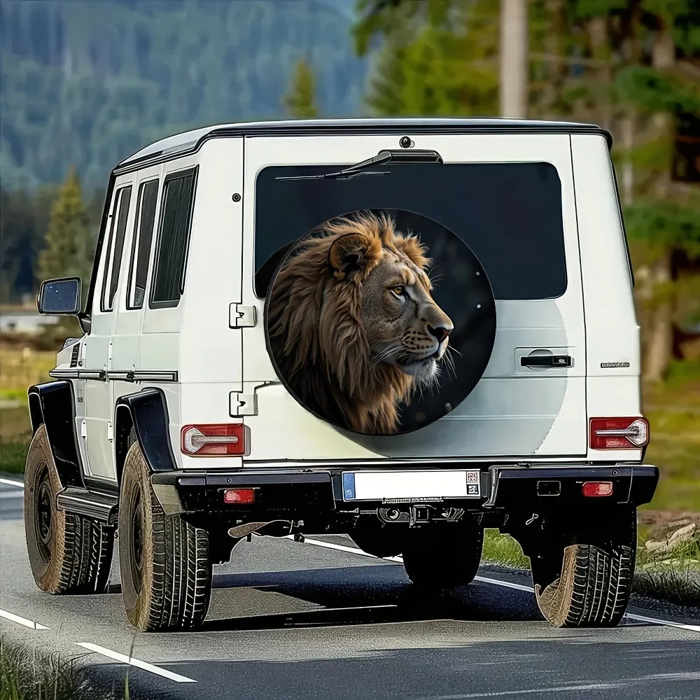 Lion Print Dustproof Spare Tire Cover – 100% Polyester Spare Tire Cover HIP