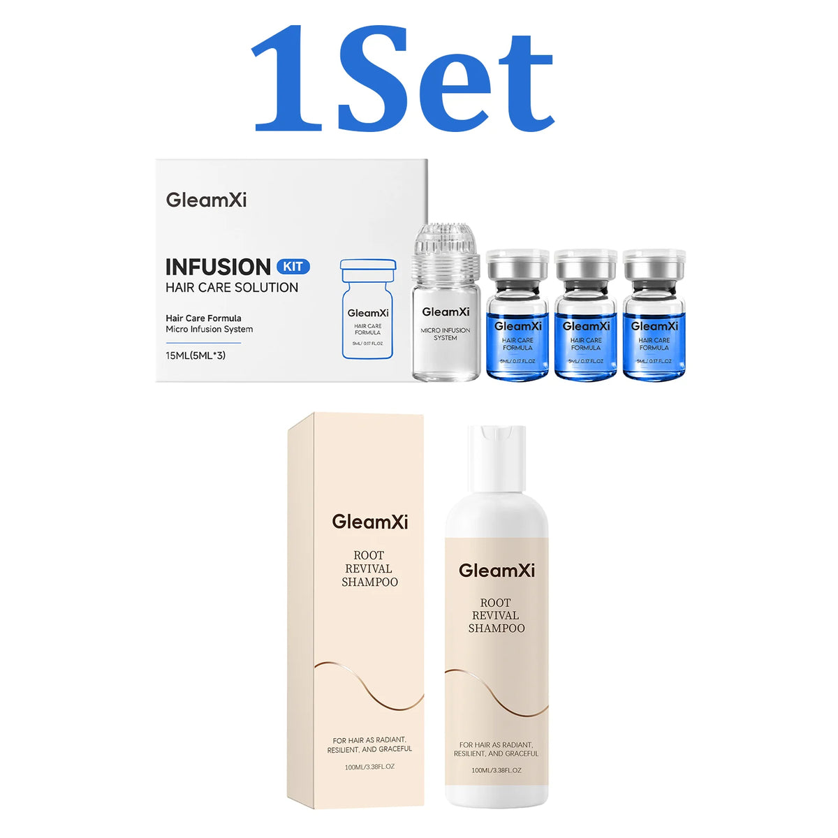 Moisturizing Shampoo & Hair Serum Set with Scalp Roller Hair Care Set HIP 1 Set