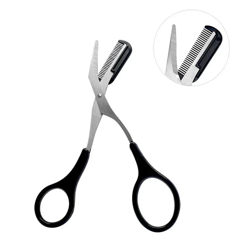 1pcs Eyebrow Trimmer Scissors Comb Eyelash Hair Scissors Clips Shaping Eyebrow Razor Grooming wenkbrauw trimmer 5 Color HIP
