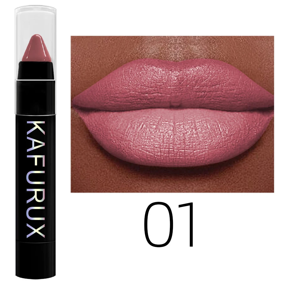 15 Colors Nude Velet Matte Lipstick Pencil Waterproof Long Lasting Red Brown Pink Lip Liner Pen Non-Stick Cup Makeup Lip Tint Pe HIP 01