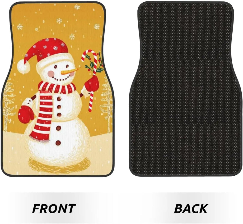 Christmas Snowman Car Floor Mats – 4-Piece All Weather Set Automotive Floor Mats HIP